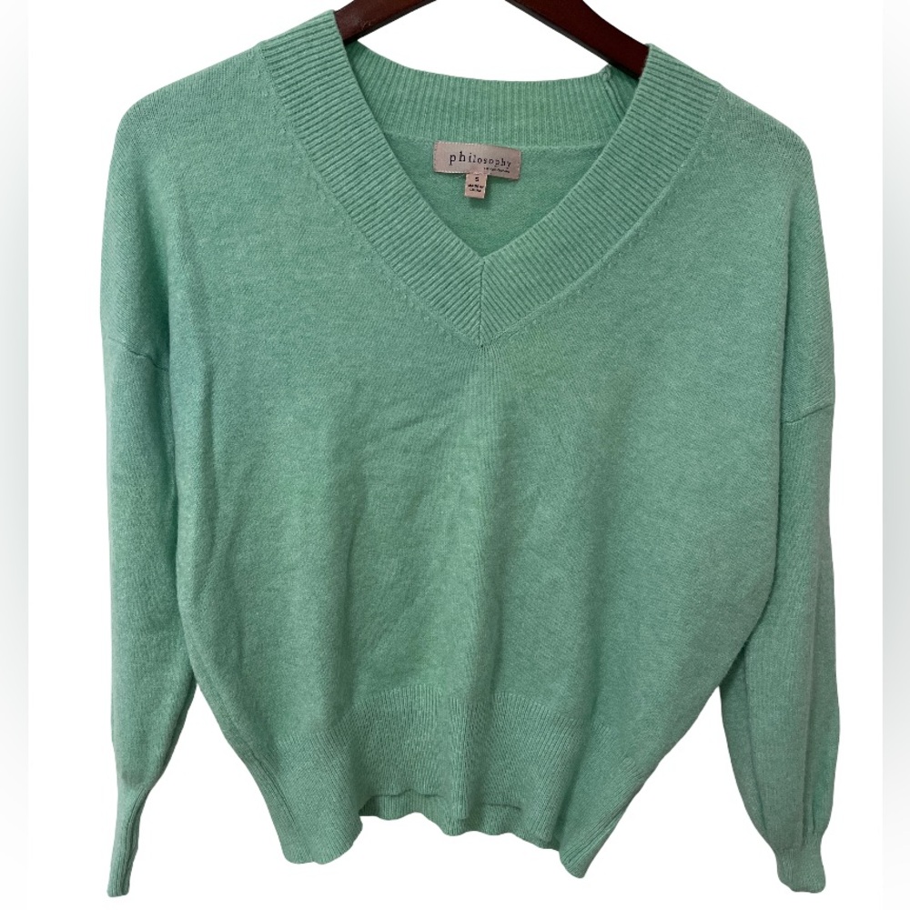 Philosophy Republic Womens Small Mint Green V Neck Dolman Sweater